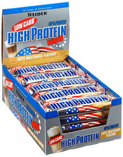 Weider 40% Protein Low Carb, Latte-Macchiato - Paquetes de 24 x 50 gr