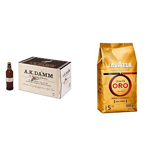 Damm - Cerveza A.K. Damm, Caja de 24 Botellas 33cl | Cerveza 100% Malta + Lavazza Café en Grano