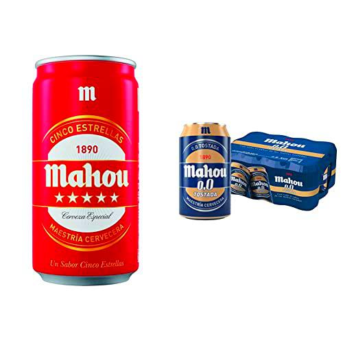 Mahou 5 Estrellas - Cerveza Dorada Lager, Pack de 24 Latas x 25 cl