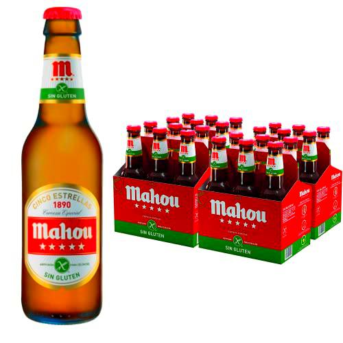 Mahou 5 Estrellas sin Gluten - Pack de 24 Botellines x 33 cl