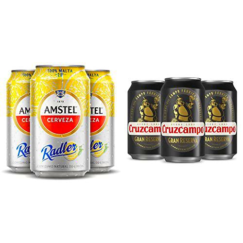 Amstel Cerveza Radler, 24 x 330ml &amp; Cruzcampo Gran Reserva Cerveza Tostada Pack Lata, 24 x 33cl