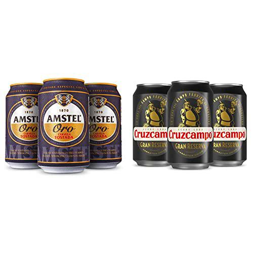 Amstel Oro Cerveza Tostada Pack Lata, 24 x 33cl &amp; Cruzcampo Gran Reserva Cerveza Tostada Pack Lata, 24 x 33cl