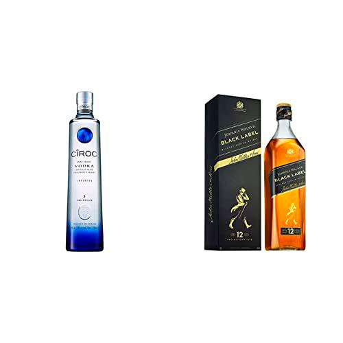 Cîroc, vodka, 700 ml &amp; Johnnie Walker Black Label, whisky escocés blended 12 años, 700 ml