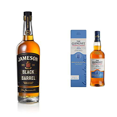 Jameson Black Barrel Whiskey Irlandés, 700 ml &amp; The Glenlivet Founder's Reserve Whisky Escocés de Malta- 700 ml