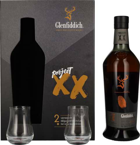 Glenfiddich Experimental Series Project XX Single Malt Scotch Whisky Gift Box with 2 Glasses and Black Salt, 700 ml