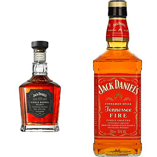 Jack Daniels Single Barrel Whisky - 700 ml &amp; Fire Whiskey, 70 cl