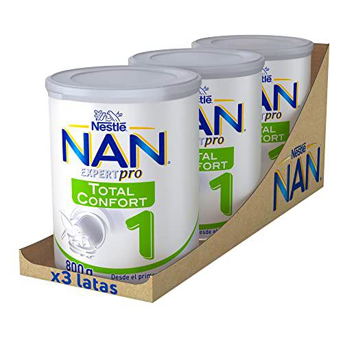 NAN Confort 1 LR Leche en Polvo para Bebés, 3 x 800g