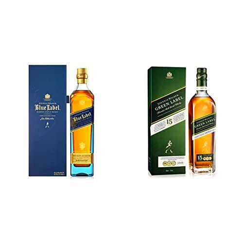 Johnnie Walker Blue Label Whisky Wscocés Blended, 700 ml &amp; Green Label Whisky Escocés Blended, 700 ml