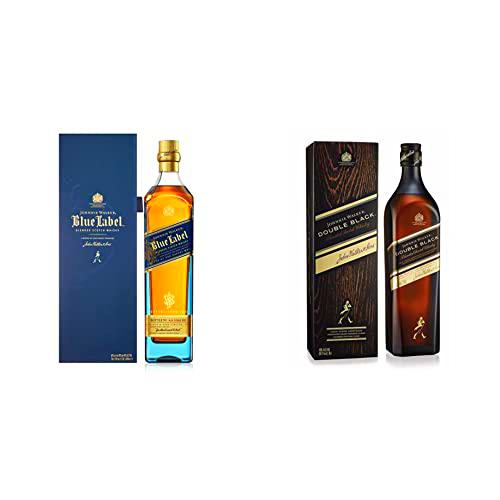 Johnnie Walker Blue Label Whisky Wscocés Blended, 700 ml &amp; Double Black Label Whisky Escocés Blended, 700 ml