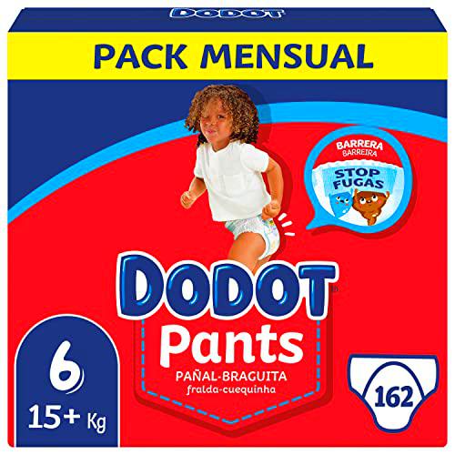 Dodot Pañales Bebé Pants Talla 6 (+15 kg), 162 Pañales