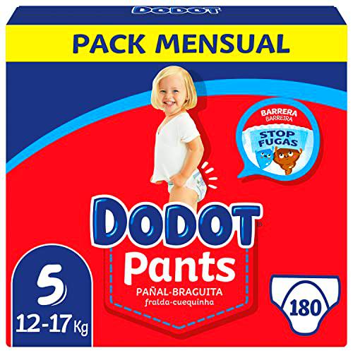 Dodot Pañales Bebé Pants Talla 5 (12-17 kg), 180 Pañales