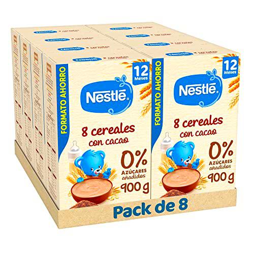 Nestlé - Papilla 8 Cereales con Cacao, 8x900 g