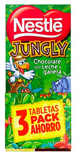 NESTLÉ JUNGLY chocolate con leche pack 3 tabletas 18(3x125g)