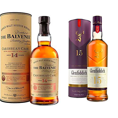 The Balvenie Whisky Caribbean Cask 70cl &amp; Glenfiddich Whisky premium de malta escocés 15 años