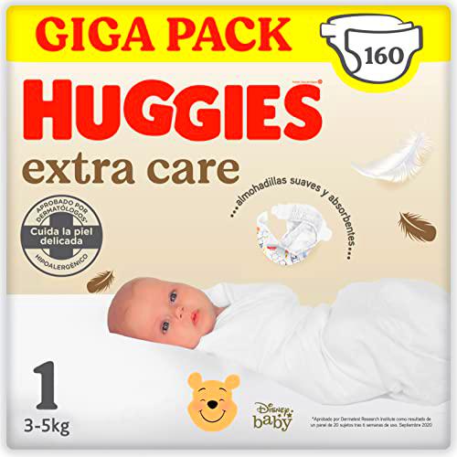 Huggies Extra Care Pañal para Bebé Recién Nacido con Disney Talla 1 (3-5 kg)