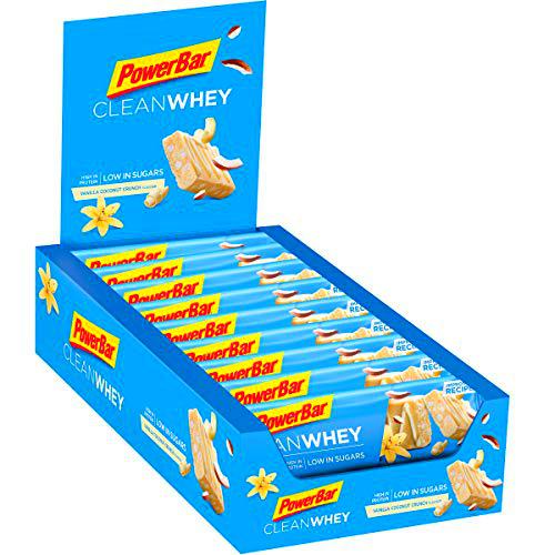 PowerBar Clean Whey Vanilla Coconut Crunch 18x45g - Barras de Proteína con Bajo Contenido de Azúcar