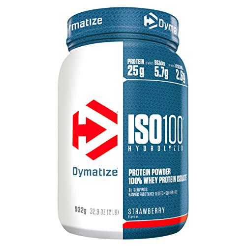 Dymatize ISO 100 Hydrolyzed Strawberry 932g - Hidrolizado de Proteína de Suero Whey + Aislado en Polvo