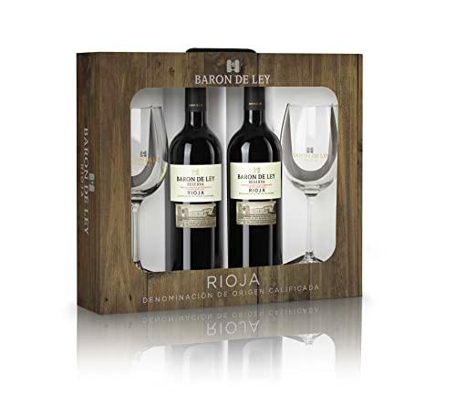 Estuche regalo Baron de Ley Reserva | Vino Tinto DOC Rioja | Variedad Tempranillo | Fruta y Complejidad | 3 estuches | 6 botellas y 6 copas.