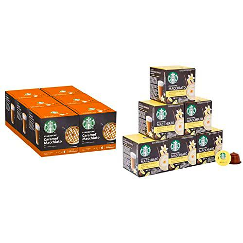 STARBUCKS Caramel Macchiato De Nescafe Dolce Gusto Cápsulas De Café 6 X Caja De 12 Unidades &amp; Vanilla Latte Macchiato de Nescafe Dolce Gusto Cápsulas de Café