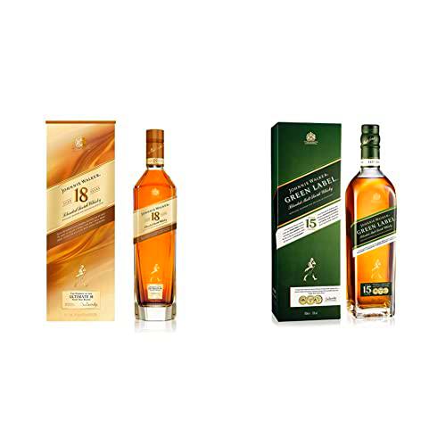 Johnnie Walker Whisky Escocés Blended 18 Años, 700ml + Green Label Whisky Escocés Blended, 700 ml