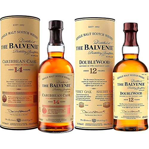 The Balvenie Whisky Caribbean Cask 70cl &amp; Double Wood 12 años whisky de malta escocés, 700ml