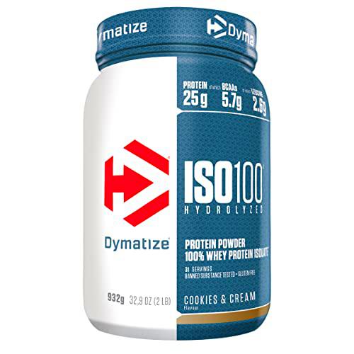 Dymatize ISO 100 Hydrolyzed Cookies &amp; Cream 932g - Hidrolizado de Proteína de Suero Whey + Aislado en Polvo