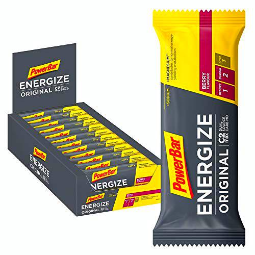 PowerBar Energize Original Berry 25x55g - Barra de alta Energía de Carbono + C2MAX Magnesio y Sodio