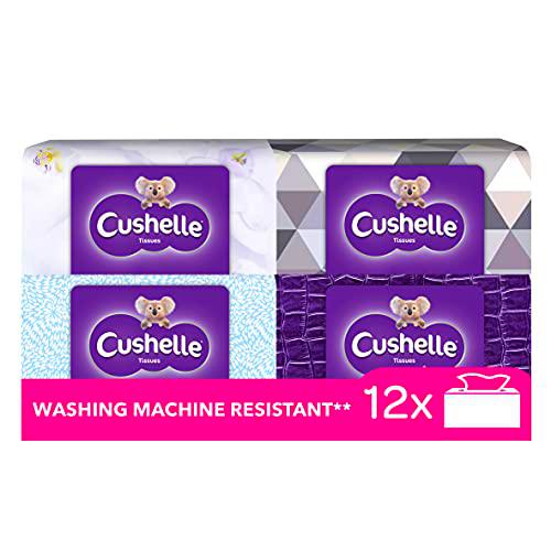 Cushelle Paquete de 12 cajas de pañuelos faciales Multipack Caja a granel (4 capas