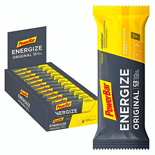 PowerBar Energize Original Banana Punch 25x55g - Barra de alta Energía de Carbono + C2MAX Magnesio y Sodio