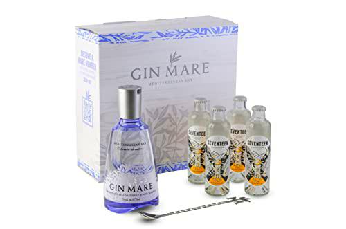 Gin Mare Mediterranean Gin - Pack Gin Mare Botella 700ml y 4 Tónicas Seventeen Contemporany Mixers