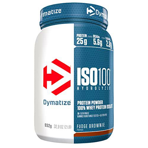 Dymatize ISO 100 Hydrolyzed Fudge Brownie 932g - Hidrolizado de Proteína de Suero Whey + Aislado en Polvo