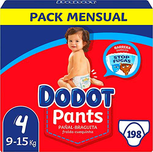 Dodot Pañales Bebé Pants Talla 4 (9-15 kg), 198 Pañales