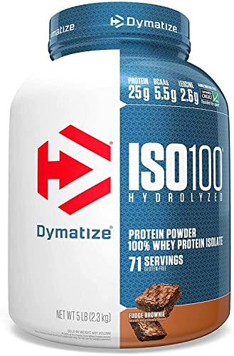 Dymatize ISO 100 Fudge Brownie 900g - Hidrolizado de Proteína de Suero Whey + Aislado en Polvo