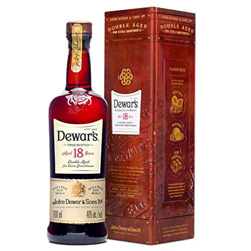 Dewar’s 18 Años Double Aged Blended Scotch Whisky con Estuche Regalo, 70 cl