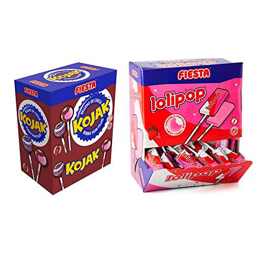 FIESTA Kojak Caramelo con Palo Sabor Cola Relleno de Chicle