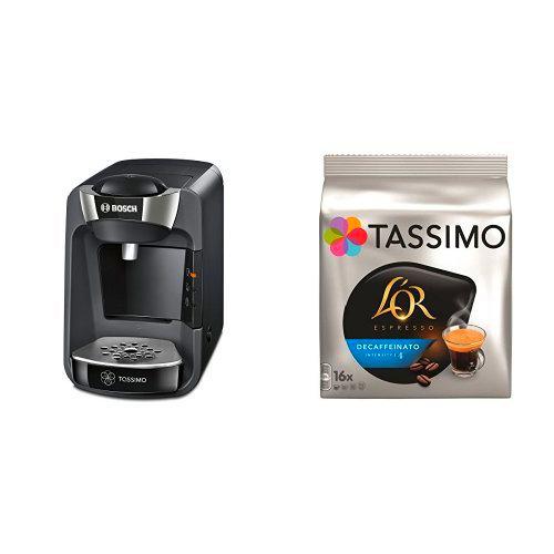 Bosch TAS3202 Tassimo Suny (negro intenso) + Pack café 5 paquetes Tassimo Decaffeinato