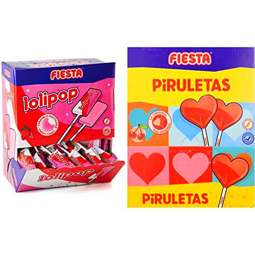 FIESTA Lolipop Caramelo Masticable con Palo Sabor Fresa