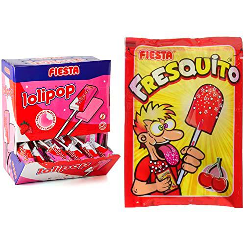 FIESTA Lolipop Caramelo Masticable con Palo Sabor Fresa