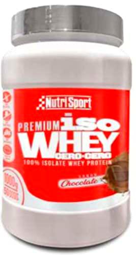 NUTRISPORT Iso Whey Cero Cero | Complemento Alimenticio Deportivo | Alto Contenido en Proteínas | Aumento de Masa Muscular | Mantenimiento Oseo | Sabor Chocolate | Bote de 1000 gr