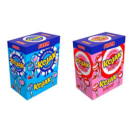 FIESTA Kojak Pintalenguas Caramelo con Palo Sabor Mora Relleno de Chicle