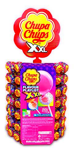 Chupa Chups XXL, Caramelo relleno de Chicle con Palo de Sabores Variados