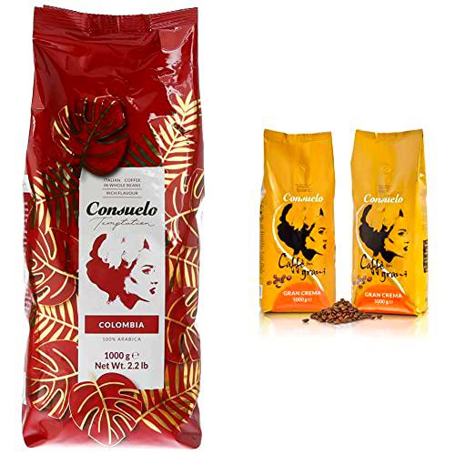 Café de Colombia en grano Consuelo, 1 kg &amp; Gran Crema Café en grano italiano, 2 x 1kg