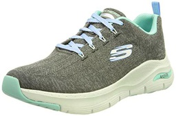 Skechers Arch Fit Comfy Wave, Sneakers Mujer, Gris (Charcoal Turquoise), 41 EU