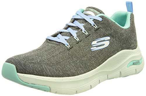 Skechers Arch Fit Comfy Wave, Sneakers Mujer, Gris (Charcoal Turquoise), 38 EU