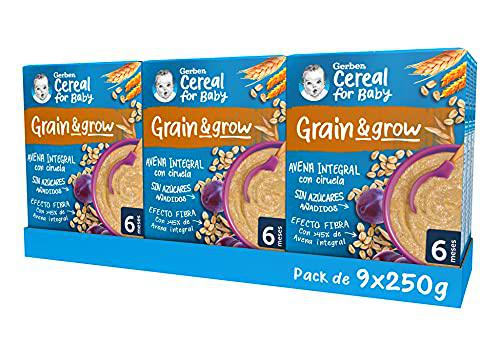 GERBER Avena Integral con Ciruela 250 g - Pack de 9