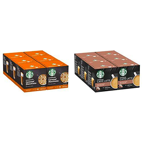 STARBUCKS Caramel Macchiato De Nescafe Dolce Gusto Cápsulas De Café 6 X Caja De 12 Unidades &amp; Caffe Latte de Nescafe Dolce Gusto Cápsulas de café