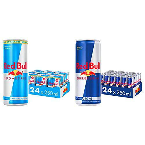 Red Bull Bebida energética sin azúcar, 250 ml, 24 Unidades (Paquete de 1) &amp; Bebida Energética, Regular