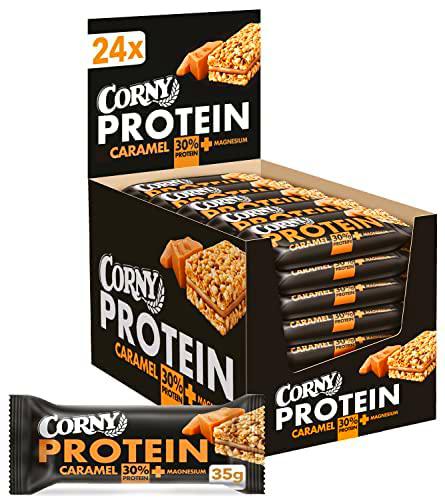 Corny Protein Barritas de Cereales y Delicioso Caramelo con 30% proteínas &amp; Magnesio para Reducir Fatiga Muscular