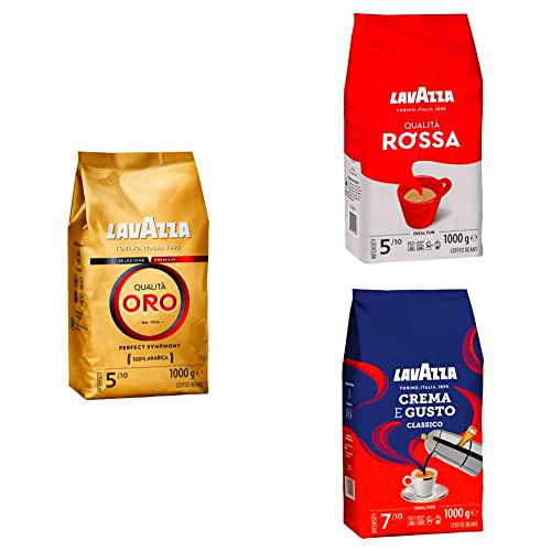 Lavazza Surtido Café en Grano Oro, 1Kg + Rossa, 1Kg + Crema E Gusto, 1Kg