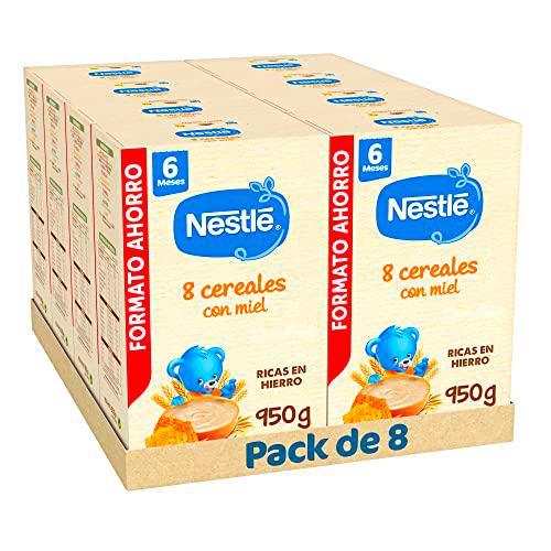 Nestle Papilla 8 Cereales con Miel, 8 x 950 g